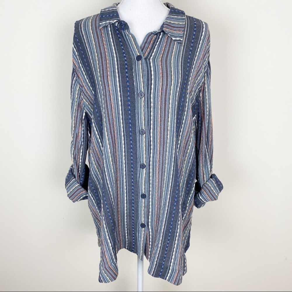 Nwt Soft Surroundings Multicolor Button Down Top … - image 2